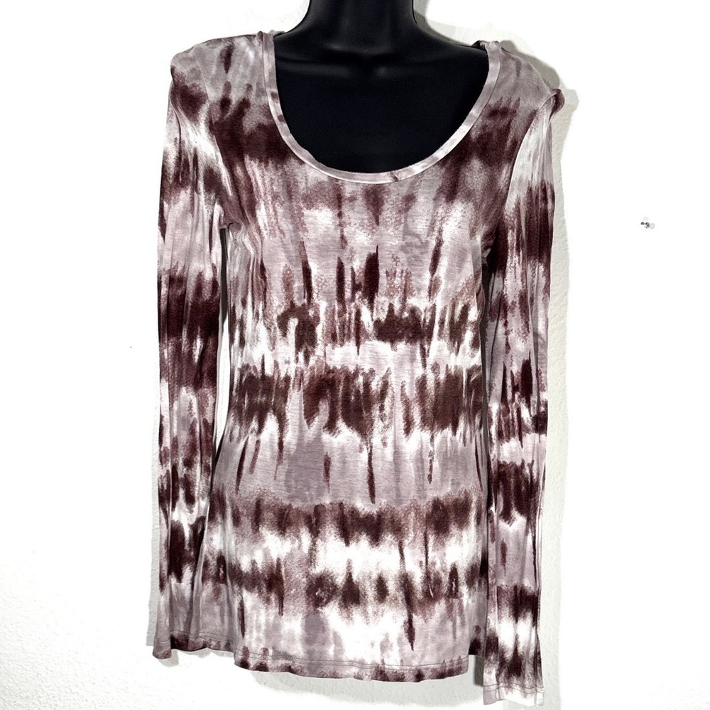 BKE Women M Chocolate Brown Tie Dye Long Sleeve Whimsigoth Grunge Goth Punk‎ Top